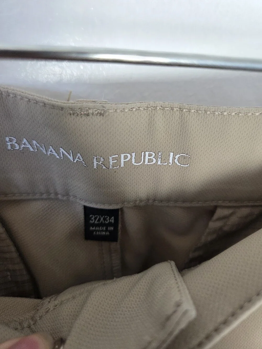Banana Republic Beige Khaki Stretch Performance Pants Slacks Office Men's 32x34